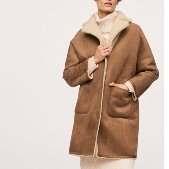 Mango Reversible Suede/Shearling Coat - Picture 2 of 15